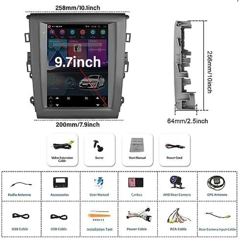 UNITOPSCI 1G+32G لسيارة Ford Fusion Mondeo 2013-2019 راديو Android Car Stereo Wireless CarPlay Android Auto 9.7 بوصة شاشة لمس عمودية بلوتوث GPS للملاحة HiFi WiFi FM/RDS SWC+كاميرا احتياطية ميكروفون in Saudi Arabia