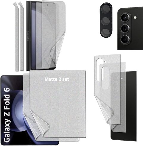 [2SET 9PCS] Samsung Galaxy Z Fold 6 5G 2024 Premium TPU film Screen Protector with Hinge Protector [Anti-glare (Matte) 2set 8pcs] [1 Tempered Glass Lens protector] Scratch Resistant HD Case Friendly [Perfect Fit for foldable Screen] KIKNKILIN in Saudi Arabia