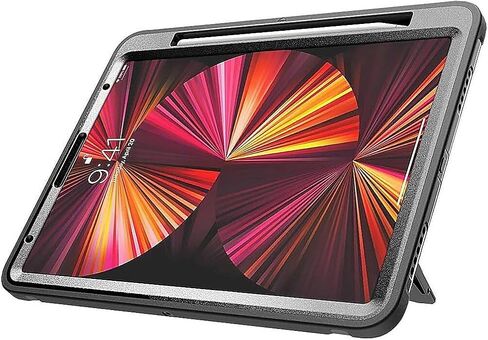 حافظة حماية من سلسلة حزام اليد SaharaCase لجهاز Apple iPad Pro 11 بوصة (الجيل الثالث 2021 والجيل الرابع 2022) [ممتص للصدمات] حماية قوية شديدة التحمل مضادة للانزلاق ومسند مدمج - أسود in Saudi Arabia