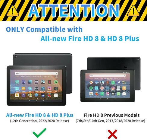 تناسب الحافظة جهاز Amazon Kindle Fire HD 8 & 8 Plus الجديد تمامًا (الجيل الثاني عشر/الجيل العاشر، إصدار 2022/2020) غطاء ذكي من جلد البولي يوريثان خفيف الوزن مقاس 8 بوصات مع تنبيه/غفو تلقائي، رف كتب للمكتبة in Kuwait