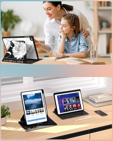 Trendy Fan for iPad Air 2/Air 1/for iPad 5th/6th Generation/Pro 9.7 inch Case for Boys Kids Teen Girls Anime Cool Cartoon Cute 360° Rotating Folio Stand Pencil Holder for Apple i Pad 9.7 inch Cover in Saudi Arabia
