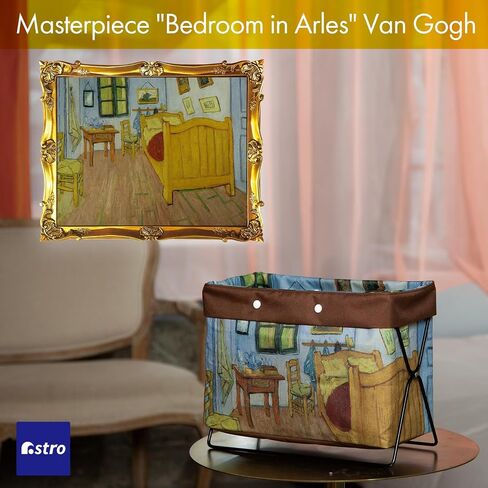 ASTRO Collapsible Magazine Rack Holder, Floor Bedroom, Sturdy Steel, Periodical Home & Office Organization, Chic Storage, Records, Van Gogh, Almond Blossom, 900-79 in Saudi Arabia