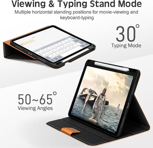 KingBlanc Case for iPad Pro 11-inch Case 4th/3rd/2nd Generation (2022/2021/2020) with Pencil Holder, Vegan Leather Bicolor Cover, Auto Sleep Wake, Apple Pencil 2. Charging, Orange Brown in Saudi Arabia