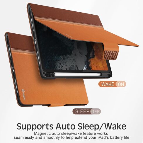 KingBlanc Case for iPad Pro 11-inch Case 4th/3rd/2nd Generation (2022/2021/2020) with Pencil Holder, Vegan Leather Bicolor Cover, Auto Sleep Wake, Apple Pencil 2. Charging, Orange Brown in Saudi Arabia