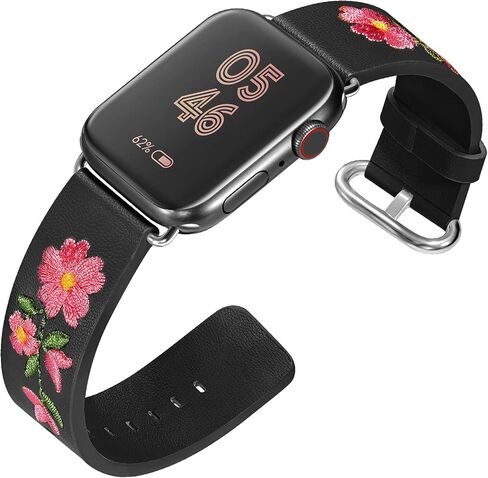 Leather Watch Bands for Apple Watch 44mm 38mm 40mm 41mm 42mm 45mm 49mm Personality Embroidery Elegant Wristbands For iWatch Series 8 7 6 5 4 3 2 1 se Ultra Band Women Girl Lady in Saudi Arabia