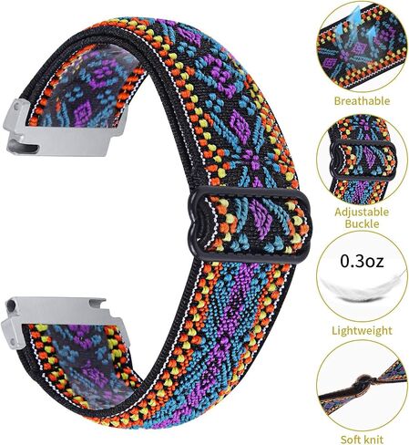 RuenTech Elastic Bands Compatible for Letsfit IW1/AGPTEK LW11/ENOMIR IDW19/TOOBUR IDW16/Fitpolo IDW13 Smart Watch Band, 22mm Stretchy Nylon Loop Wristband for Fitpolo,ENOMIR,Faweio,TOOBUR Smart Watch in Saudi Arabia