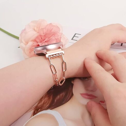 MORWLAT Chain Bracelet Compatible for Samsung Galaxy Watch 6/5 Band/Samsung Watch 4 Bands/Galaxy Watch 4 Band 40mm 44mm, 20mm Women Fashion Slim Jewelry Metal Chain Bracelets For Samsung Watch 5 Bands/Galaxy Active 2 (Paper Clip Link/Rose Gold) in Saudi Arabia