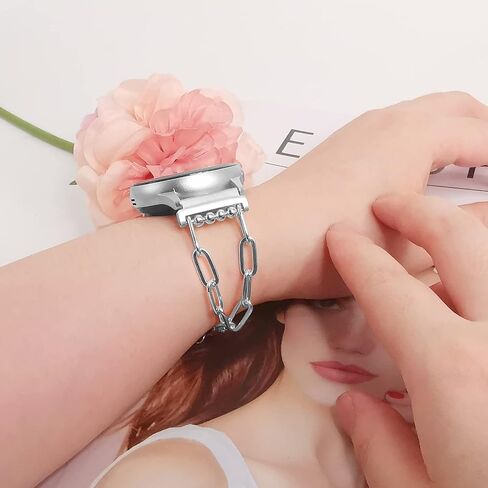 MORWLAT Chain Bracelet Compatible for Samsung Galaxy Watch 6/5 Band/Samsung Watch 4 Bands/Galaxy Watch 4 Band 40mm 44mm, 20mm Women Fashion Slim Jewelry Metal Chain Bracelets For Samsung Watch 5 Bands/Galaxy Active 2 (Paper Clip Link/Rose Gold) in Saudi Arabia