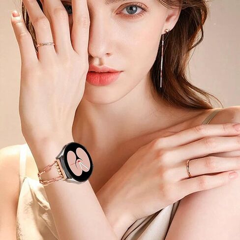 MORWLAT Chain Bracelet Compatible for Samsung Galaxy Watch 6/5 Band/Samsung Watch 4 Bands/Galaxy Watch 4 Band 40mm 44mm, 20mm Women Fashion Slim Jewelry Metal Chain Bracelets For Samsung Watch 5 Bands/Galaxy Active 2 (Paper Clip Link/Rose Gold) in Saudi Arabia