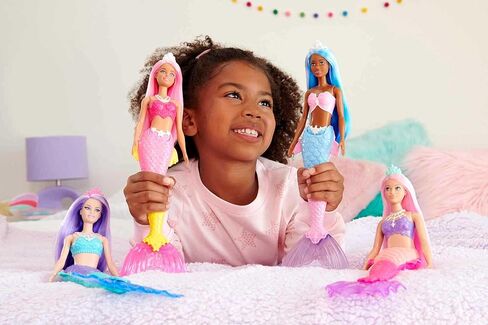 Barbie Mermaid Dolls with Fantasy Hair and Headband Accessories, Mermaid Toys with Shell-Inspired Bodices and Colorful Tails in Saudi Arabia