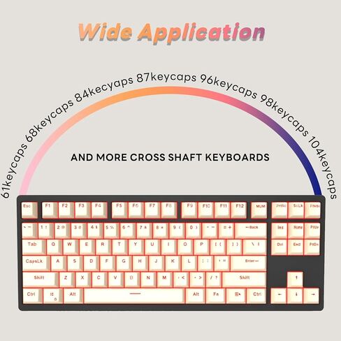 IOAOI PBT Keycaps, Black Keyboard Keycaps 106 Keys Set Custom Keycap Set, Shine Through Keycaps OEM Profile, Universal Compatiability for 100%, 75%, 65%, 60% Keyboard - Black in Saudi Arabia