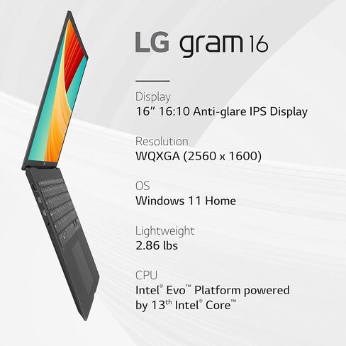 LG gram Pro 16 Laptop 2024-13th Intel Evo i7-1360P - RTX 3050 - WQXGA IPS Display - Windows 11 Pro - Thunderbolt 4 - Backlit Keyboard - Fingerprint - HDMI Cable (32GB RAM |1TB PCIe SSD) in Saudi Arabia