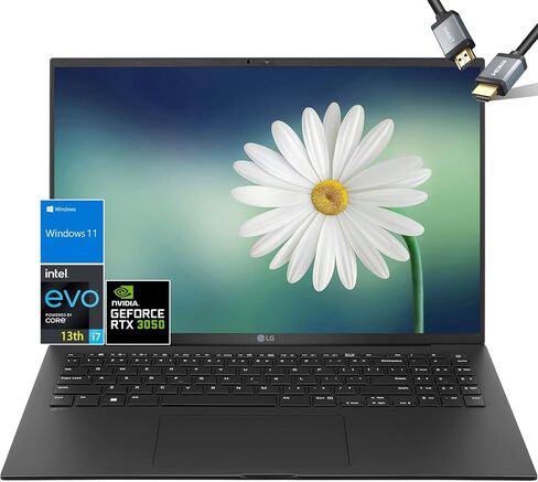 LG gram Pro 16 Laptop 2024-13th Intel Evo i7-1360P - RTX 3050 - WQXGA IPS Display - Windows 11 Pro - Thunderbolt 4 - Backlit Keyboard - Fingerprint - HDMI Cable (32GB RAM |1TB PCIe SSD) in Saudi Arabia