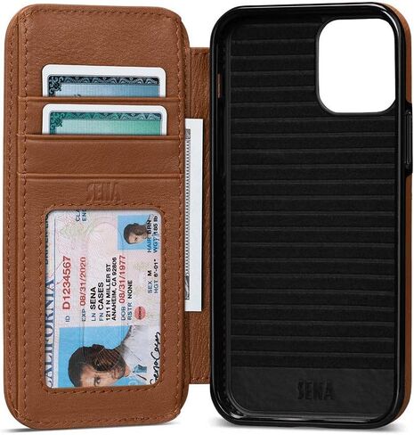 Wallet Book Case, Leather Book Style Folio Wallet with Kickstand & Card Slots for iPhone (Toffee, iPhone 13 Pro Max) in Kuwait