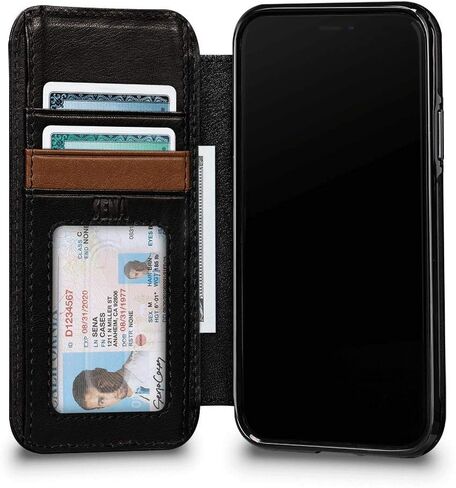 Wallet Book Case, Leather Book Style Folio Wallet with Kickstand & Card Slots for iPhone (Toffee, iPhone 13 Pro Max) in Kuwait