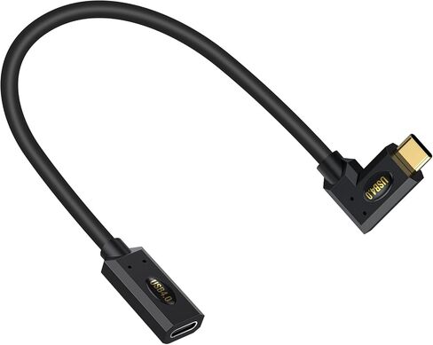 كابل تمديد Poyiccot USB C بطول 1 قدم 40 جيجابت في الثانية، كابل تمديد USB C بزاوية يمنى 240 وات، كابل تمديد Thunderbolt 4 مع فيديو 8K، سلك موسع من النوع C 90 درجة لـ Thunderbolt 4/MacBook/Phone/HUB in Saudi Arabia
