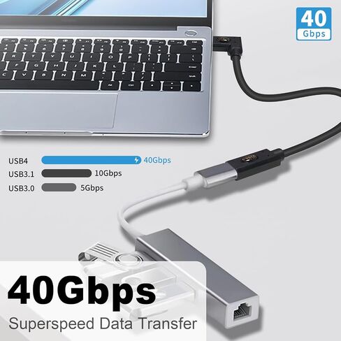 كابل تمديد Poyiccot USB C بطول 1 قدم 40 جيجابت في الثانية، كابل تمديد USB C بزاوية يمنى 240 وات، كابل تمديد Thunderbolt 4 مع فيديو 8K، سلك موسع من النوع C 90 درجة لـ Thunderbolt 4/MacBook/Phone/HUB in Saudi Arabia