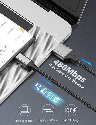 كابل شاحن USB C بطول 1.5 قدم، 2 حزمة من كابل USB مضفر إلى USB C شحن سريع، سلك شحن Android من النوع C بطول 1.5 قدم لهاتف iPhone 15 Pro Max Plus Samsung Galaxy S24 S23 S22 S21 Ultra، Note 20 10، A10e، Moto، LG in Kuwait