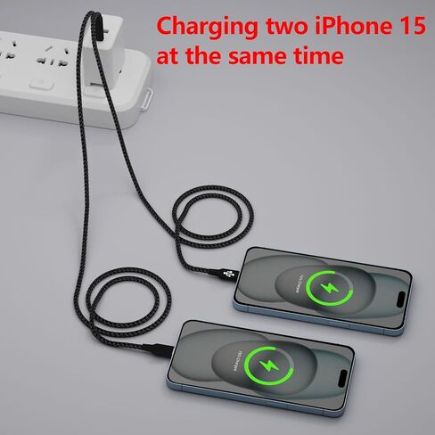 Dual USB C Charging Cable 4FT 2Pack Black, Multi 2-in-1 USB C to Double USB C Cord, Type C Splitter Cable for iPhone 15/15 Pro/15 Pro Max/15 Plus, iPad Pro/Air, Samsung Galaxy S24, Carplay, Andriod in Kuwait