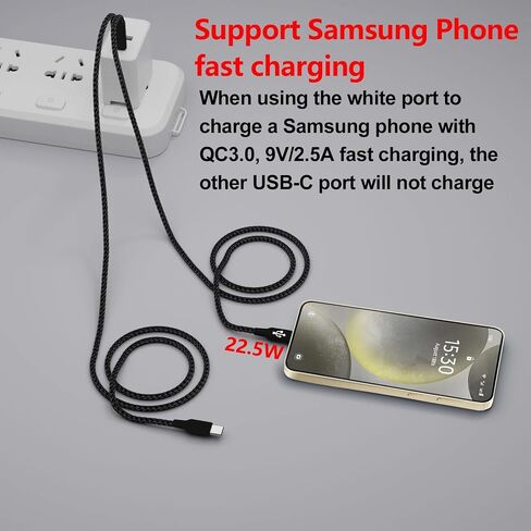 Dual USB C Charging Cable 4FT 2Pack Black, Multi 2-in-1 USB C to Double USB C Cord, Type C Splitter Cable for iPhone 15/15 Pro/15 Pro Max/15 Plus, iPad Pro/Air, Samsung Galaxy S24, Carplay, Andriod in Kuwait