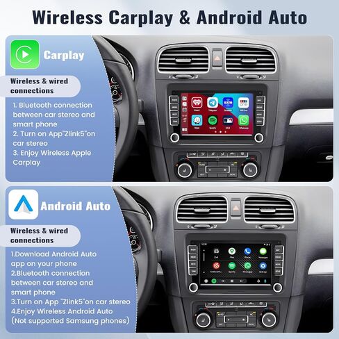 SIXWIN 2G+64G Android 13 Car Stereo for VW Seat Golf Passat Jetta Beetle Tiguan Touran EOS 7 Inch Double Din Touchscreen Bluetooth with CarPlay Android Auto GPS Navigation WiFi FM Backup Camera MIC in Saudi Arabia
