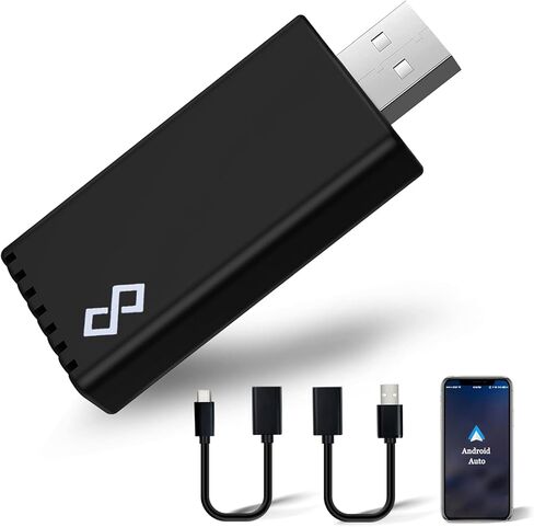 محول Geloo Android Auto اللاسلكي للسيارة، دونجل تلقائي Android لاسلكي لتوصيل السيارة السلكية OEM وتشغيلها، إعداد سهل USB C إلى A، وصلة USB A in Kuwait