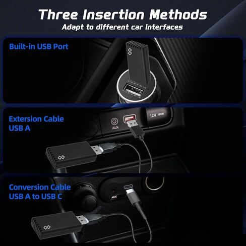 محول Geloo Android Auto اللاسلكي للسيارة، دونجل تلقائي Android لاسلكي لتوصيل السيارة السلكية OEM وتشغيلها، إعداد سهل USB C إلى A، وصلة USB A in Kuwait