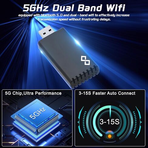 محول Geloo Android Auto اللاسلكي للسيارة، دونجل تلقائي Android لاسلكي لتوصيل السيارة السلكية OEM وتشغيلها، إعداد سهل USB C إلى A، وصلة USB A in Kuwait