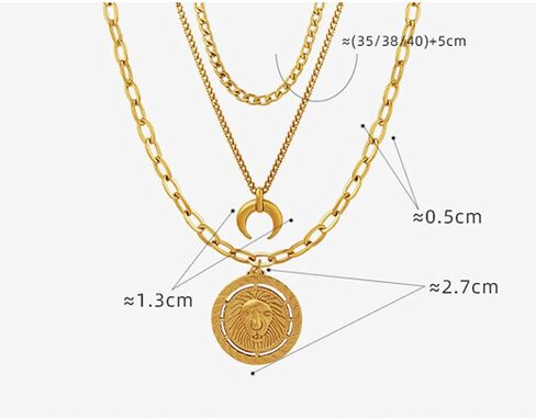 Layered Gold Necklace for Women, 14k Gold Plated, Trendy Natural Stone Moon Star Pendant Choker Necklace for Girls in Saudi Arabia
