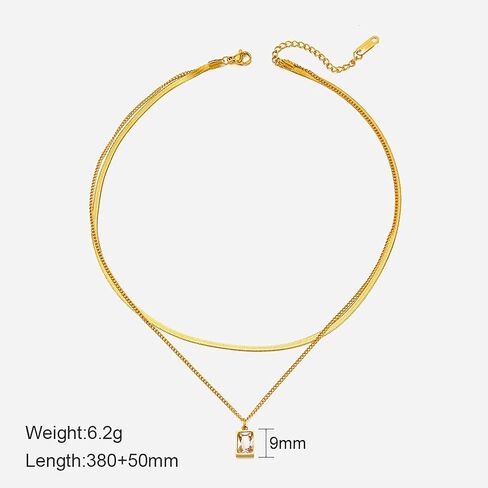 Layered Gold Necklace for Women, 14k Gold Plated, Trendy Natural Stone Moon Star Pendant Choker Necklace for Girls in Saudi Arabia