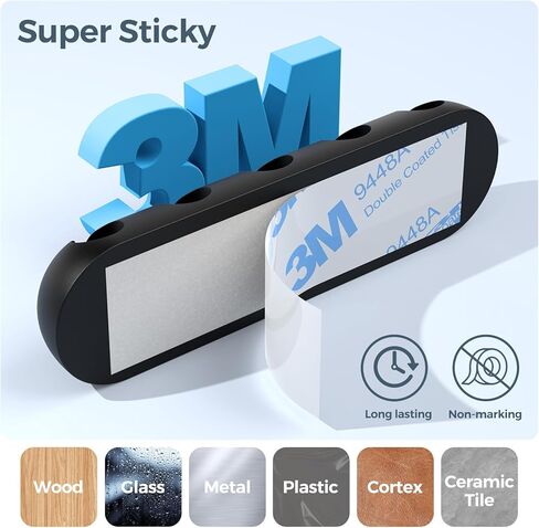 مشابك حامل كابل غير قابلة للكسر، 5 عبوات منظم سلك للمكتب، مشبك سلك قابل للتعديل من السيليكون، إدارة الأسلاك اللاصقة لشحن كابل USB وسلك الماوس والكمبيوتر الشخصي والسيارة والمنزل ومنضدة الحائط - بني in Kuwait