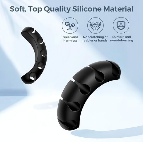 مشابك حامل كابل غير قابلة للكسر، 5 عبوات منظم سلك للمكتب، مشبك سلك قابل للتعديل من السيليكون، إدارة الأسلاك اللاصقة لشحن كابل USB وسلك الماوس والكمبيوتر الشخصي والسيارة والمنزل ومنضدة الحائط - بني in Kuwait