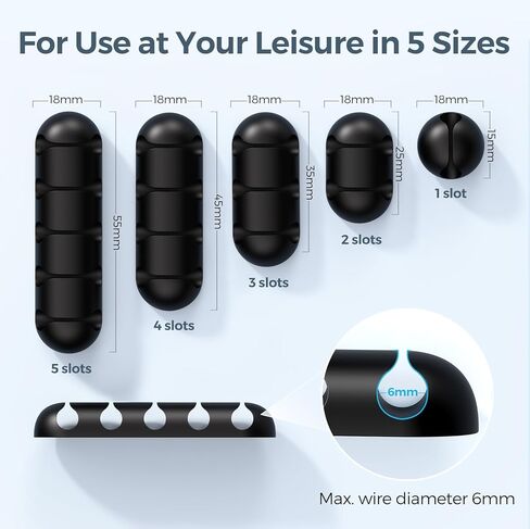 مشابك حامل كابل غير قابلة للكسر، 5 عبوات منظم سلك للمكتب، مشبك سلك قابل للتعديل من السيليكون، إدارة الأسلاك اللاصقة لشحن كابل USB وسلك الماوس والكمبيوتر الشخصي والسيارة والمنزل ومنضدة الحائط - بني in Kuwait