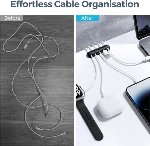 مشابك حامل كابل غير قابلة للكسر، 5 عبوات منظم سلك للمكتب، مشبك سلك قابل للتعديل من السيليكون، إدارة الأسلاك اللاصقة لشحن كابل USB وسلك الماوس والكمبيوتر الشخصي والسيارة والمنزل ومنضدة الحائط - بني in Kuwait