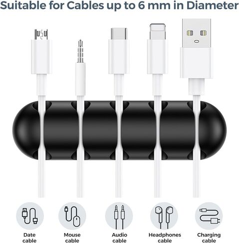 مشابك حامل كابل غير قابلة للكسر، 5 عبوات منظم سلك للمكتب، مشبك سلك قابل للتعديل من السيليكون، إدارة الأسلاك اللاصقة لشحن كابل USB وسلك الماوس والكمبيوتر الشخصي والسيارة والمنزل ومنضدة الحائط - بني in Kuwait