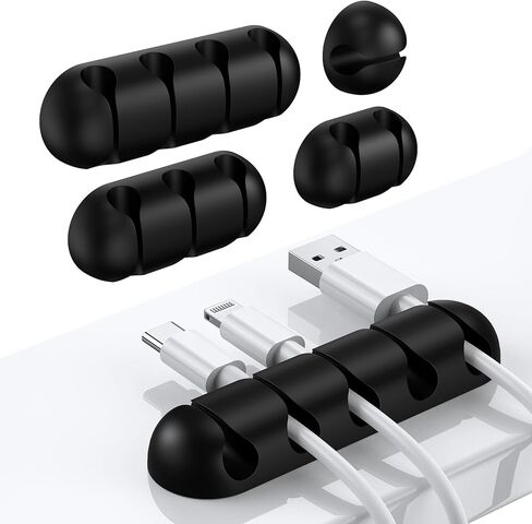مشابك حامل كابل غير قابلة للكسر، 5 عبوات منظم سلك للمكتب، مشبك سلك قابل للتعديل من السيليكون، إدارة الأسلاك اللاصقة لشحن كابل USB وسلك الماوس والكمبيوتر الشخصي والسيارة والمنزل ومنضدة الحائط - بني in Kuwait