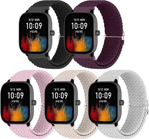 5 قطع من الأربطة لـ Amazfit GTS 4/GTS 4 Mini/GTS/GTS 2/GTS 2e/GTS 2 mini، أساور معصم مضفرة مرنة قابلة للتعديل مقاس 20 مم لـ Amazfit Bip 3 Pro/ Bip 3/Bip U Pro/Bip Lite/ Bip S/Bip إس لايت/بيب يو in Saudi Arabia