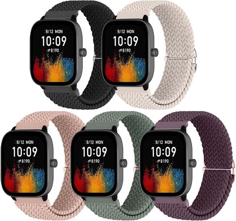 5 قطع من الأربطة لـ Amazfit GTS 4/GTS 4 Mini/GTS/GTS 2/GTS 2e/GTS 2 mini، أساور معصم مضفرة مرنة قابلة للتعديل مقاس 20 مم لـ Amazfit Bip 3 Pro/ Bip 3/Bip U Pro/Bip Lite/ Bip S/Bip إس لايت/بيب يو in Saudi Arabia