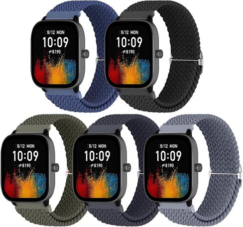5 قطع من الأربطة لـ Amazfit GTS 4/GTS 4 Mini/GTS/GTS 2/GTS 2e/GTS 2 mini، أساور معصم مضفرة مرنة قابلة للتعديل مقاس 20 مم لـ Amazfit Bip 3 Pro/ Bip 3/Bip U Pro/Bip Lite/ Bip S/Bip إس لايت/بيب يو in Kuwait