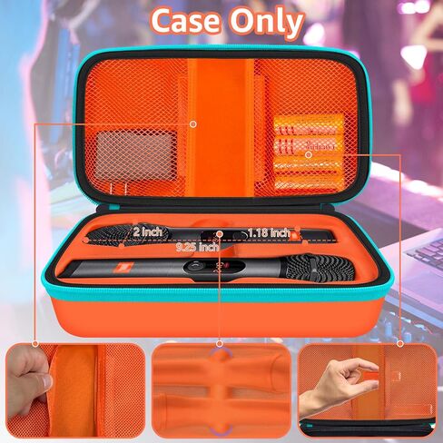 Wireless Microphone Case Compatible with JBL Wireless Two Microphone System, Portable Handheld Dual Mic Travel Storage Bag for Singing or Karaoke for Receivers, Adapters, AA Batteries - Black in Saudi Arabia