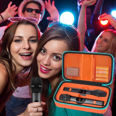 Wireless Microphone Case Compatible with JBL Wireless Two Microphone System, Portable Handheld Dual Mic Travel Storage Bag for Singing or Karaoke for Receivers, Adapters, AA Batteries - Black in Saudi Arabia