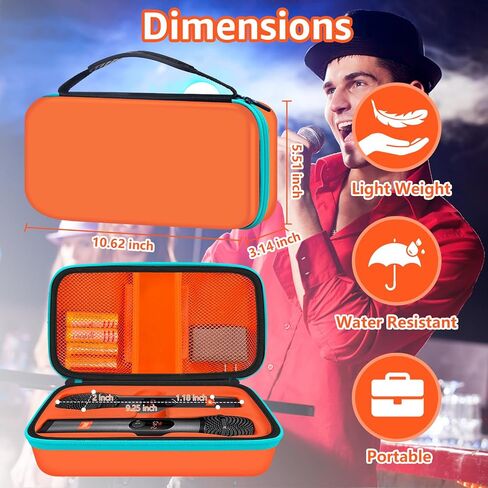 Wireless Microphone Case Compatible with JBL Wireless Two Microphone System, Portable Handheld Dual Mic Travel Storage Bag for Singing or Karaoke for Receivers, Adapters, AA Batteries - Black in Saudi Arabia