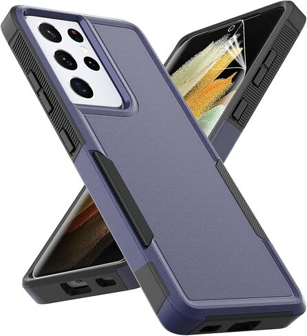 for Samsung Galaxy S24 Ultra Case: Dual Layer Protective Heavy Duty Cell Phone Cover Shockproof Rugged with Screen Protector - Military Protection Bumper Tough - Samsung Galaxy S24 Ultra 2024, Black in Saudi Arabia