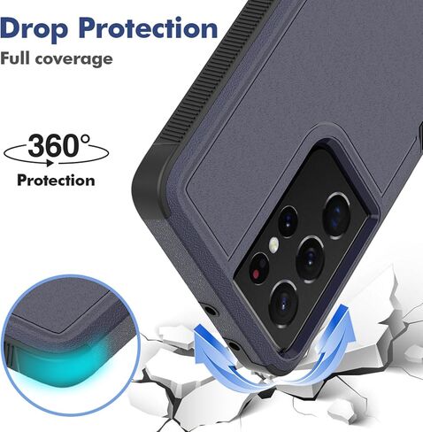 for Samsung Galaxy S24 Ultra Case: Dual Layer Protective Heavy Duty Cell Phone Cover Shockproof Rugged with Screen Protector - Military Protection Bumper Tough - Samsung Galaxy S24 Ultra 2024, Black in Saudi Arabia