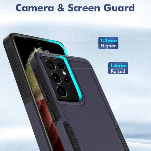 for Samsung Galaxy S24 Ultra Case: Dual Layer Protective Heavy Duty Cell Phone Cover Shockproof Rugged with Screen Protector - Military Protection Bumper Tough - Samsung Galaxy S24 Ultra 2024, Black in Saudi Arabia