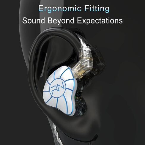 in Ear Headphones 4BA+1DD 5 Drivers IEM Earphones HiFi Wired Earphones with Microphone 3.5mm Audio Plug 2 Pin Detachable Cable Gaming Headphones, White in Saudi Arabia