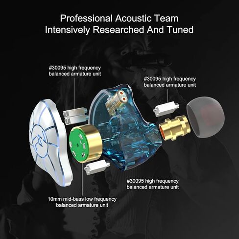 in Ear Headphones 4BA+1DD 5 Drivers IEM Earphones HiFi Wired Earphones with Microphone 3.5mm Audio Plug 2 Pin Detachable Cable Gaming Headphones, White in Saudi Arabia
