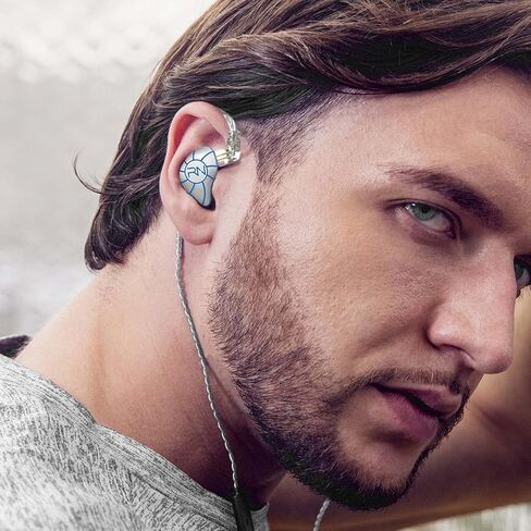 in Ear Headphones 4BA+1DD 5 Drivers IEM Earphones HiFi Wired Earphones with Microphone 3.5mm Audio Plug 2 Pin Detachable Cable Gaming Headphones, White in Saudi Arabia