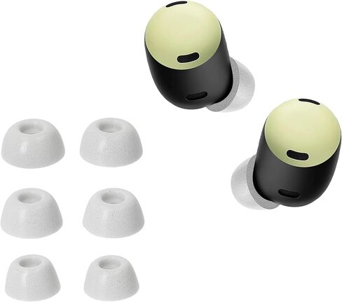 kwmobile Replacement Ear Tips Compatible with Google Pixel Buds Pro - Set of 6 - Memory Foam Eartips - White in Saudi Arabia