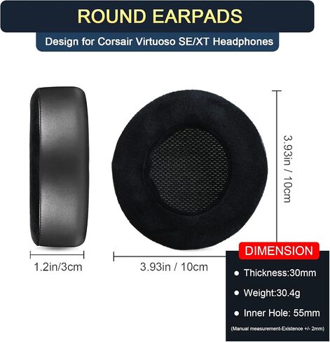 Upgrade Replacement Ear Pads for Corsair Virtuoso RGB Wireless SE Gaming Headset, Ear Cushion Compatible with Virtuoso XT, Durable Leather with Velour, Softer Memory Foam, Added Thickness in Saudi Arabia